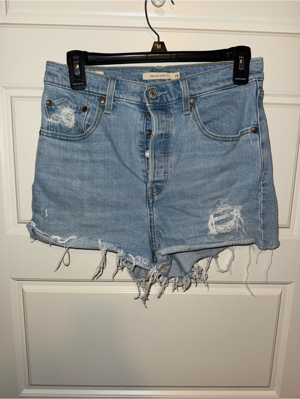 Levi's Light Blue Distressed Denim Jean Shorts